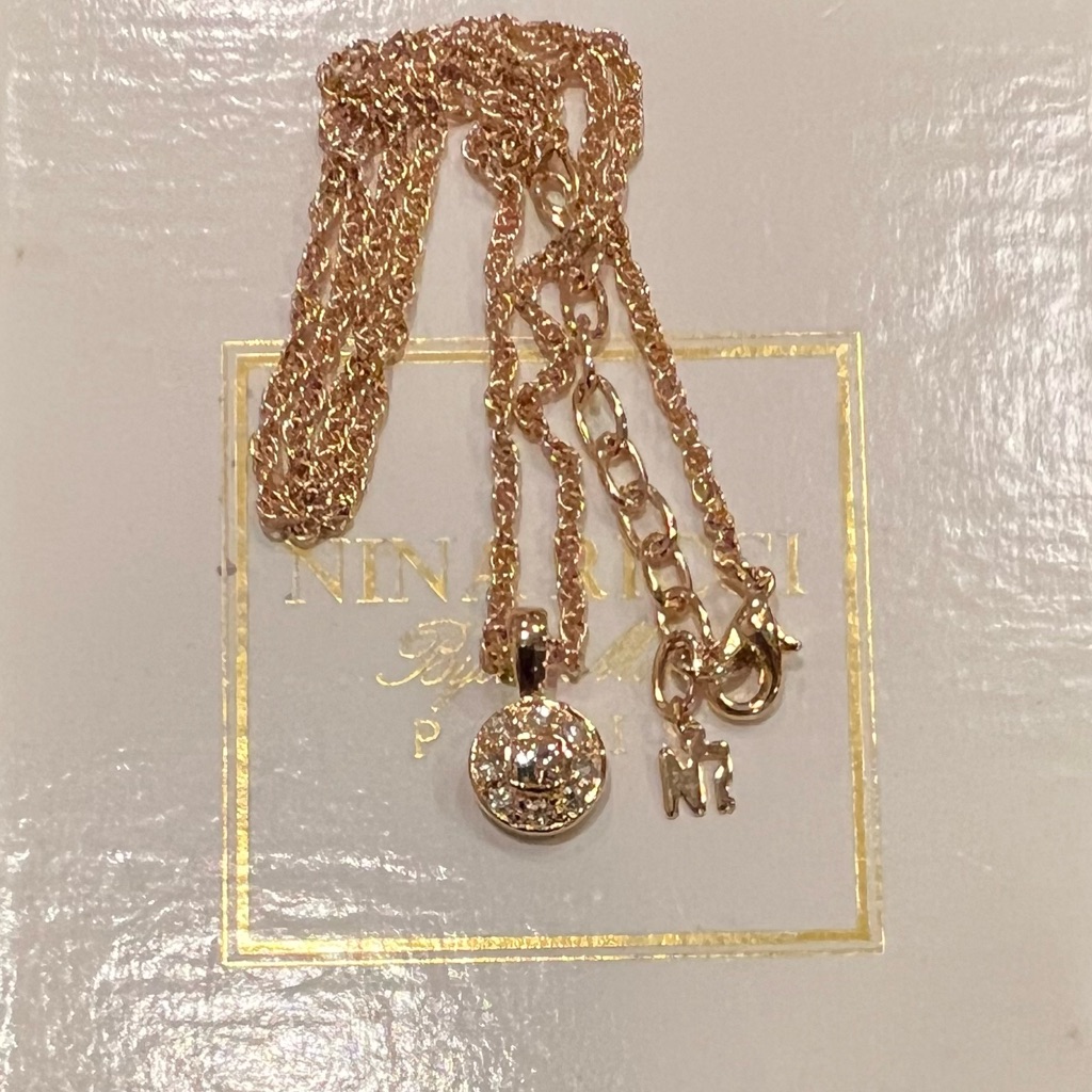 Nina Ricci Gold Chain Necklace With Sparkling Pendant